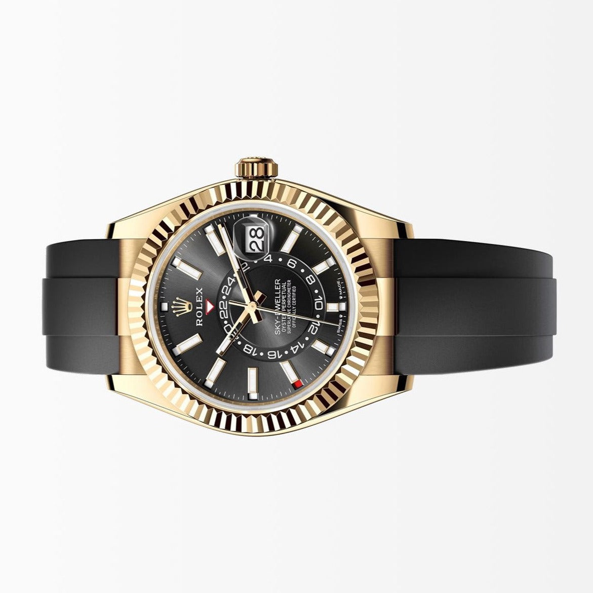 Rolex Sky Dweller 18K Oysterflex Black Dial 42MM Yellow Gold Watch 326238