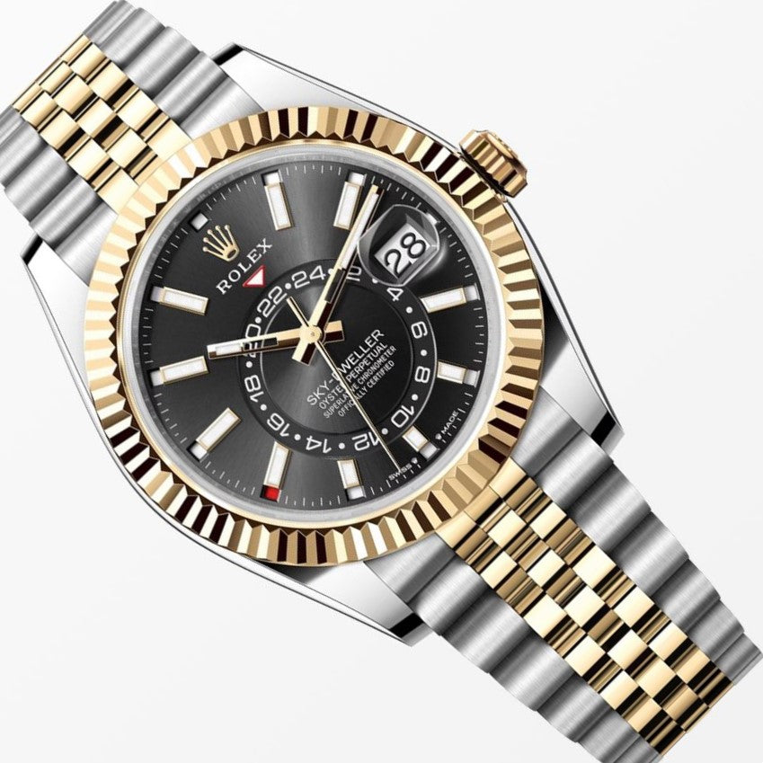 Rolex Sky Dweller 18K/ Steel Black Dial 42MM S.Steel Watch 326933