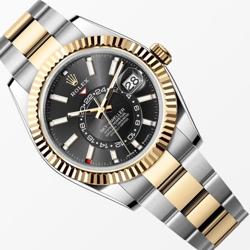 Rolex Sky Dweller 18K/ Steel Black Dial 42MM S.Steel Watch 326933