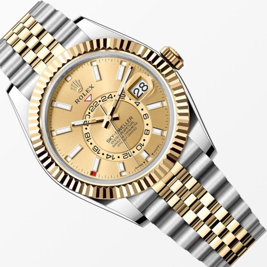 Rolex Sky Dweller 18K/ Steel Champagne Dial 42MM S.Steel Watch 326933