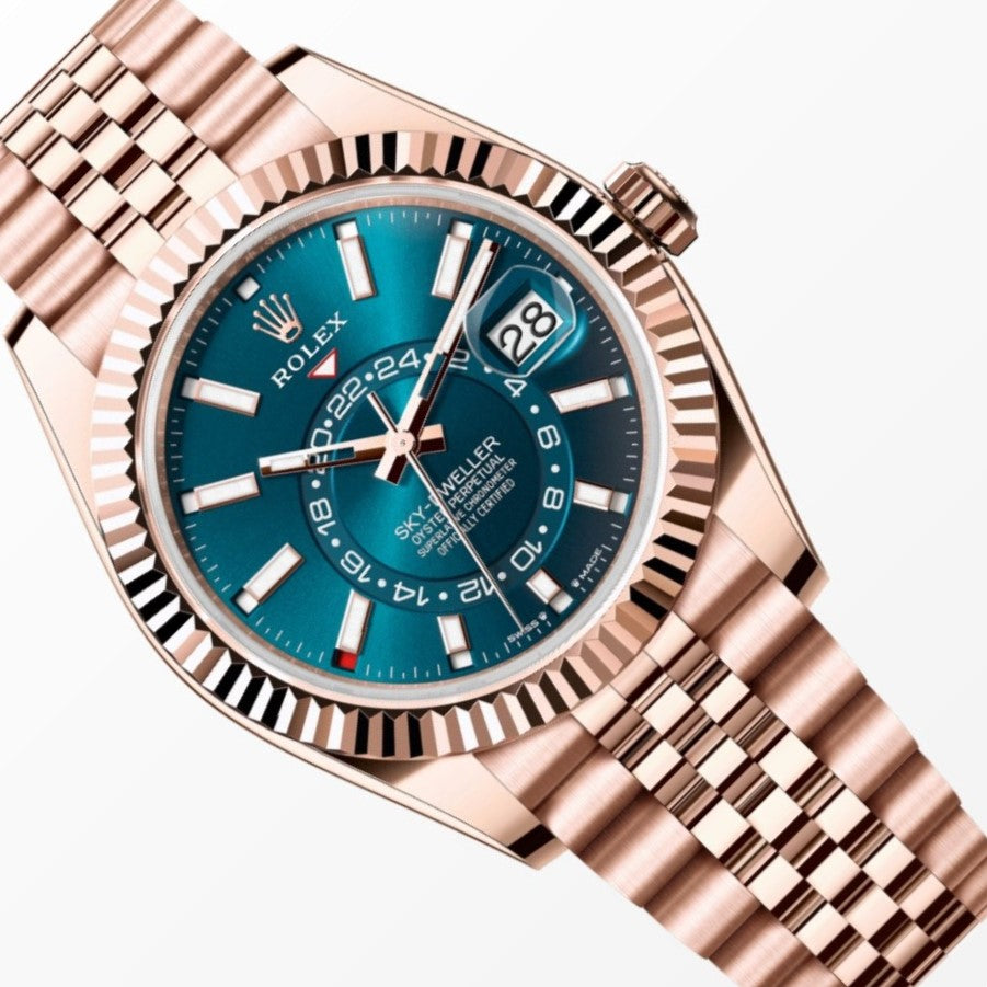 Rolex Sky Dweller 18K Jubilee Blue Dial 42MM Everose Gold Watch 336935