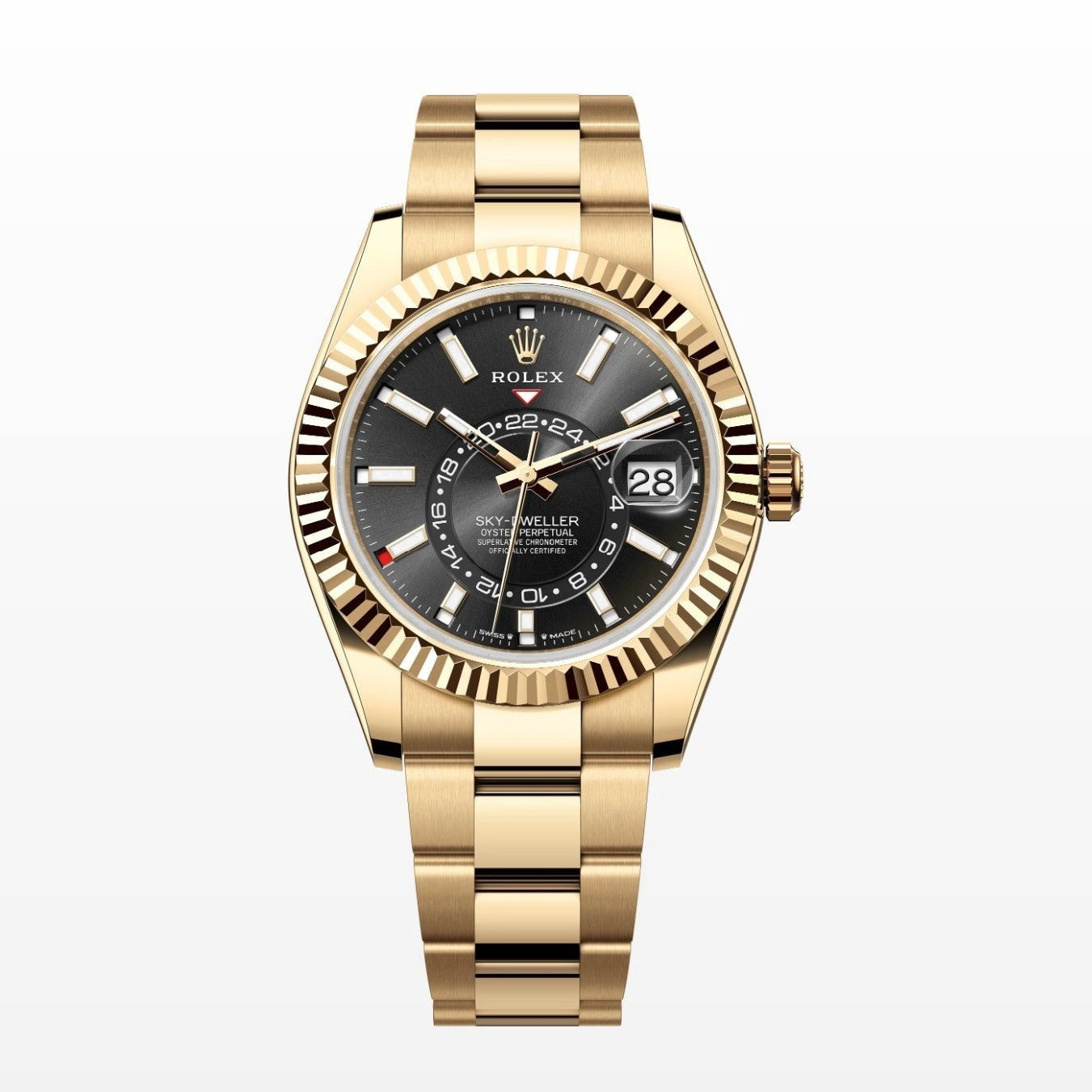 Rolex Sky Dweller 18K Oyster Black Dial 42MM Yellow Gold Watch 336938