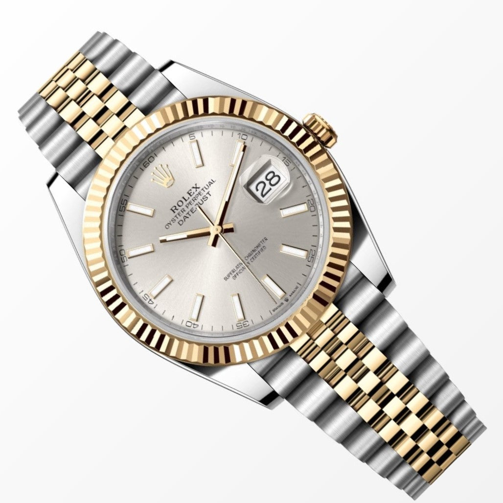Rolex Datejust 41MM Silver Dial 18K Yellow Gold / Steel Watch 126333