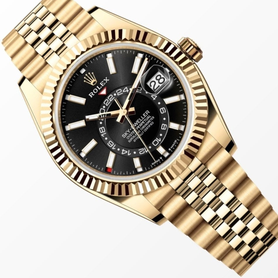 Rolex Sky Dweller 18K Jubilee Black Dial 42MM Yellow Gold Watch 336938