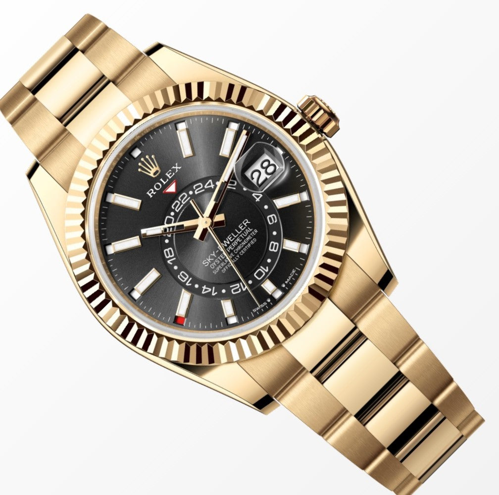 Rolex Sky Dweller 18K Oyster Black Dial 42MM Yellow Gold Watch 336938