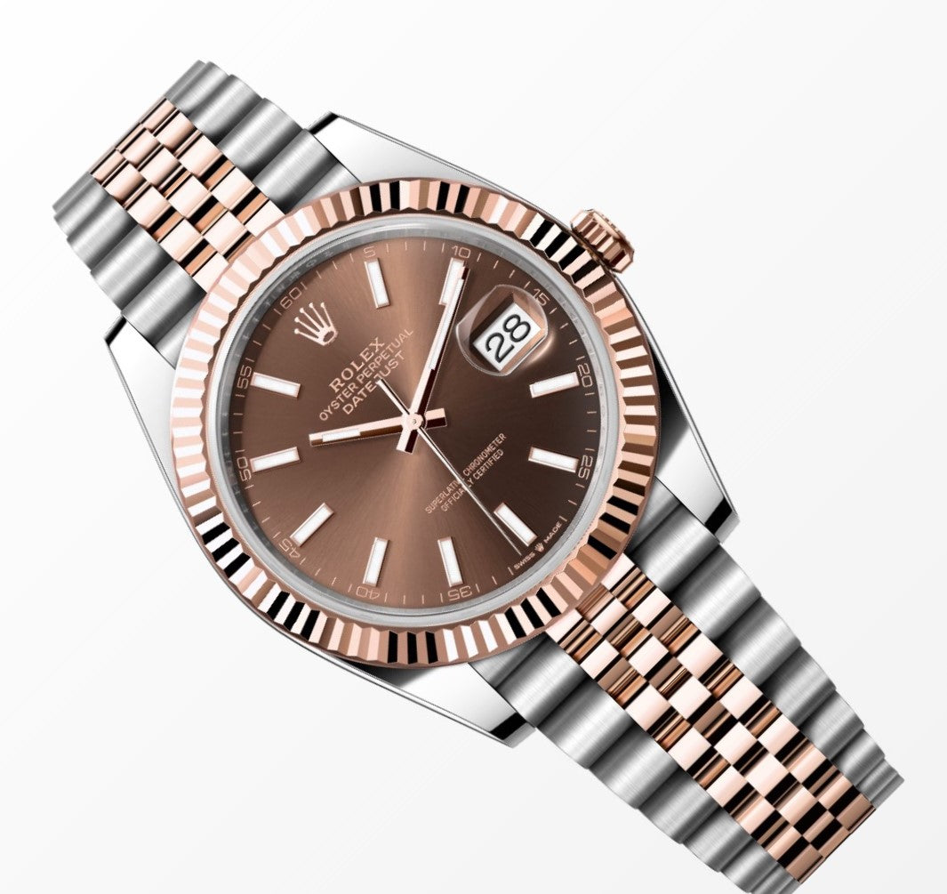 Rolex Datejust 41MM Choc 18K Everose Gold / Steel Watch 126331