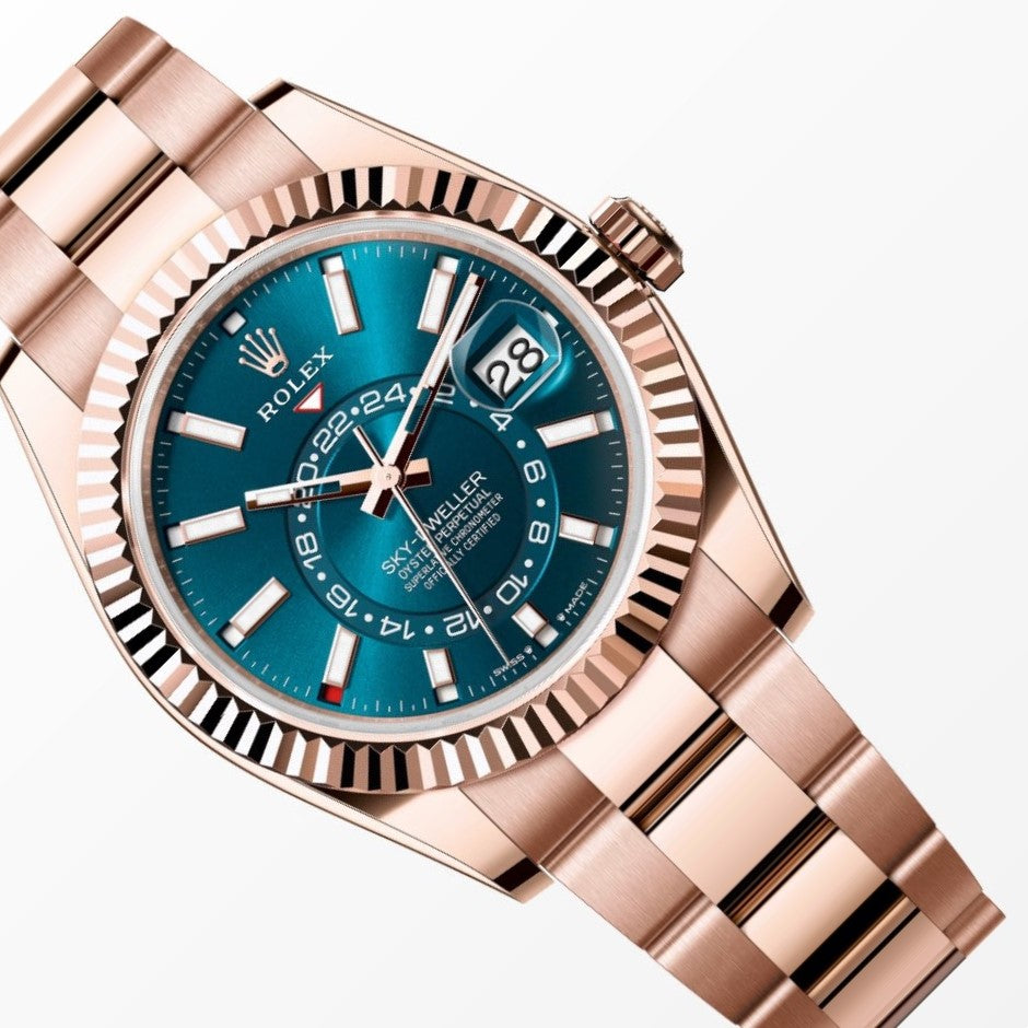 Rolex Sky Dweller 18K Oyster Blue Dial 42MM Everose Gold Watch 336935
