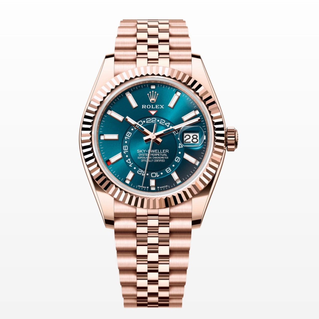 Rolex Sky Dweller 18K Jubilee Blue Dial 42MM Everose Gold Watch 336935